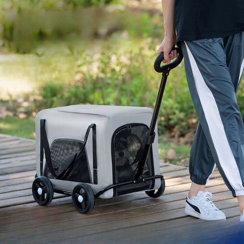 Foldable Pet Stroller - Lightweight One-Hand Folding Travel Cart for Cats & Dogs