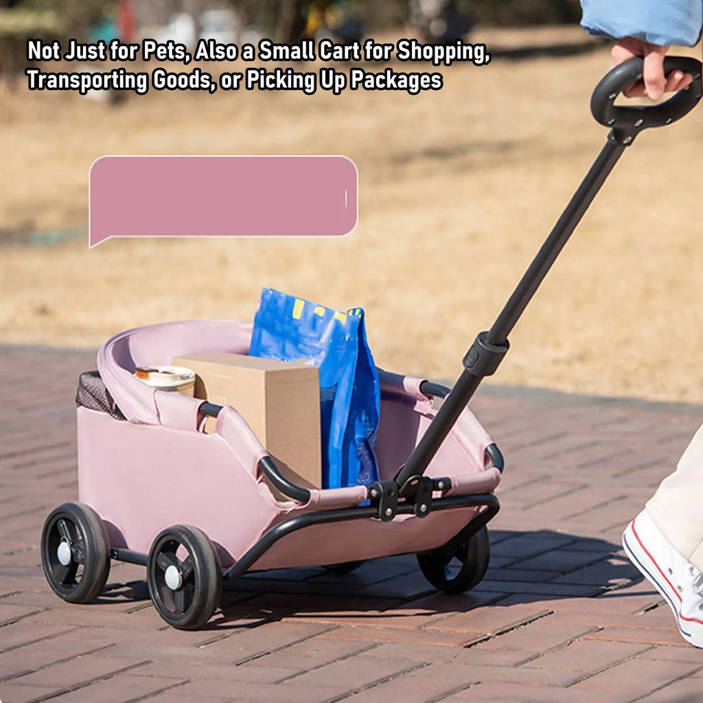 Multifunctional Pet Stroller with Canopy - 4-Wheel Foldable Cart for Small Dogs & Cats
