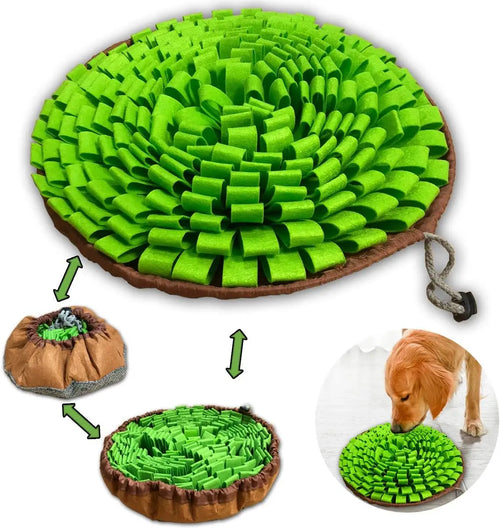 Dog Snuffle-Mat Slow-Feeder-Bowl - Simulating Grassland for Boredom, Encourages Natural Foraging Skills for Pet