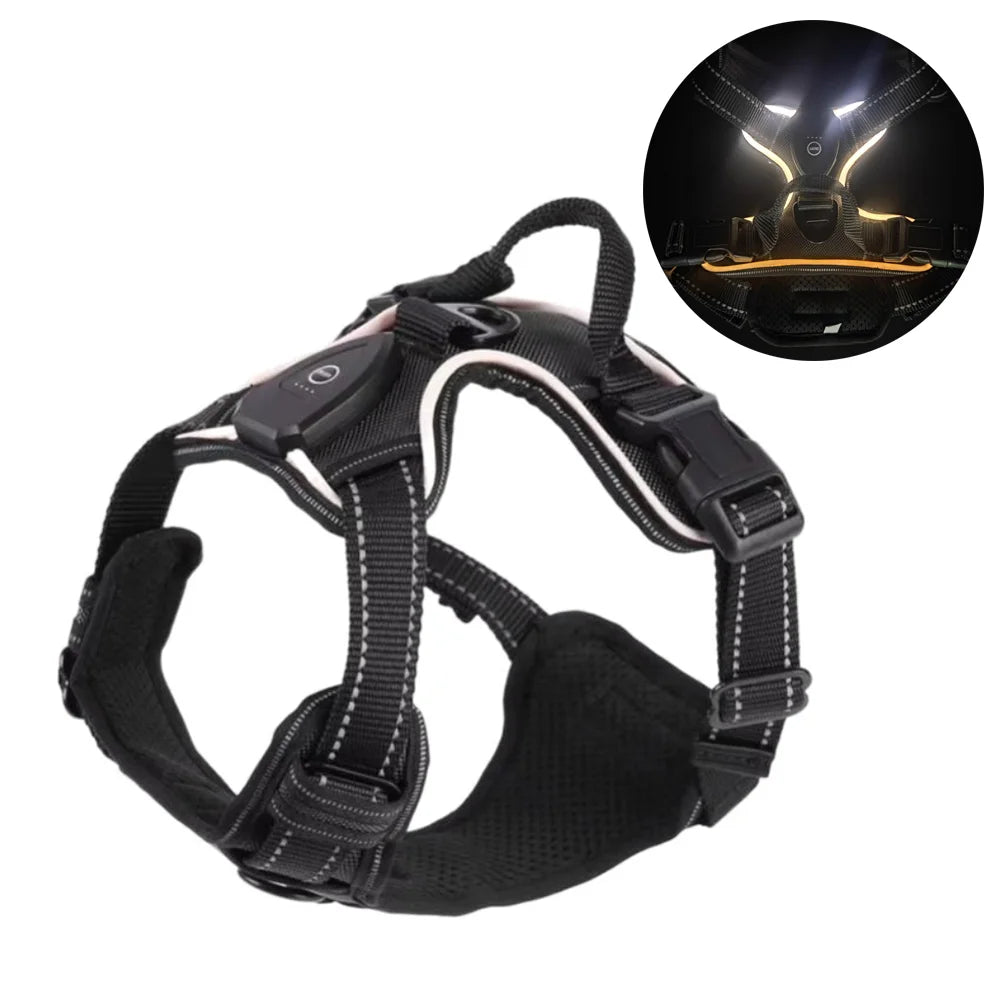 LED Glow Dog Harness - Adjustable Safety Vest for Night Walks