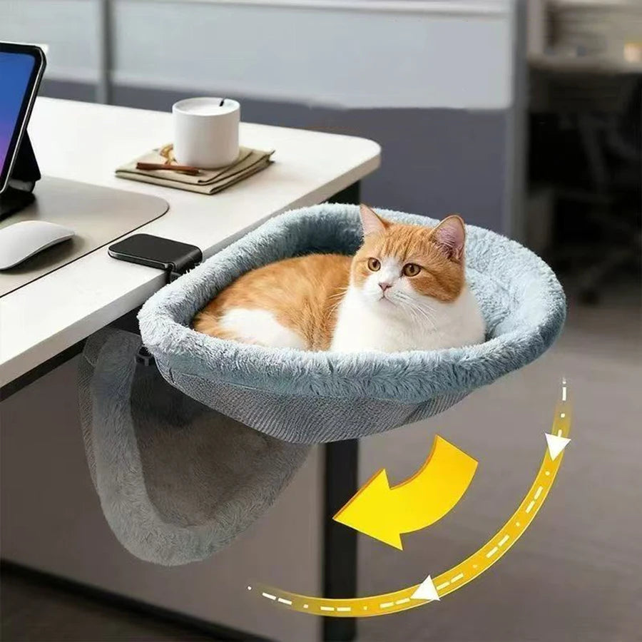 Folding Cat Desk Bed - Space-Saving Sunken Lounger for Cats