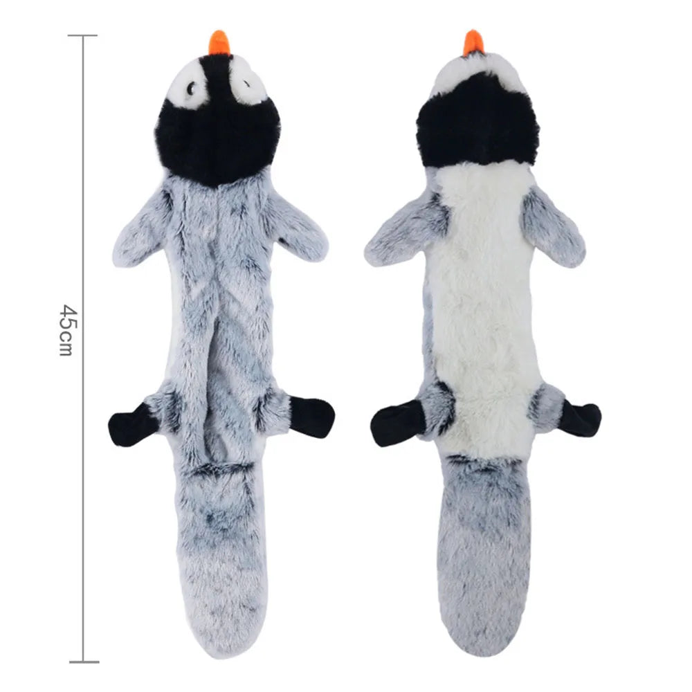 No-Stuffing Dog Toy - Crinkle Squeaky Plush Animal for Mess-Free Play