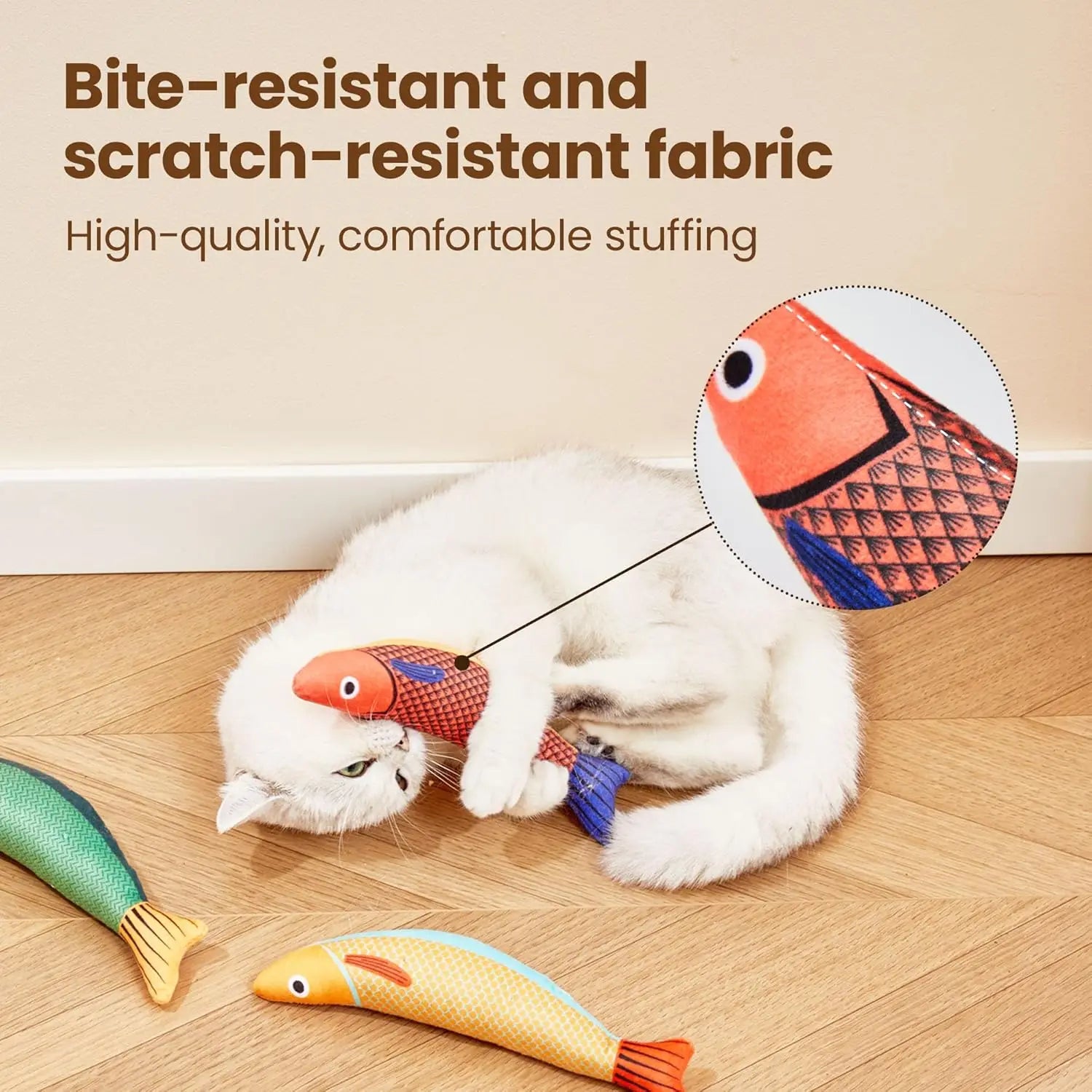 Catnip Saury Fish Cat Toys (3-Pack) - Crinkle-Sound Interactive Kickers