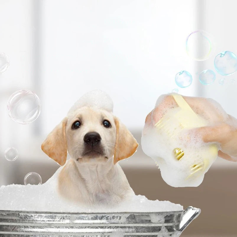Pet Bath & Massage Brush - Multifunctional Shampoo Scrubber for Dogs & Cats