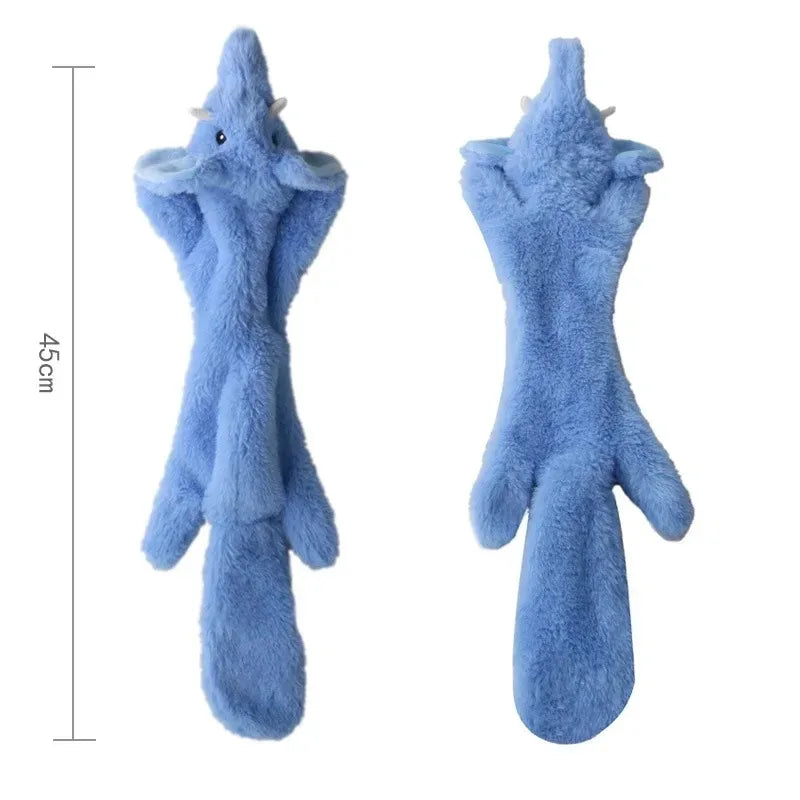 No-Stuffing Dog Toy - Crinkle Squeaky Plush Animal for Mess-Free Play