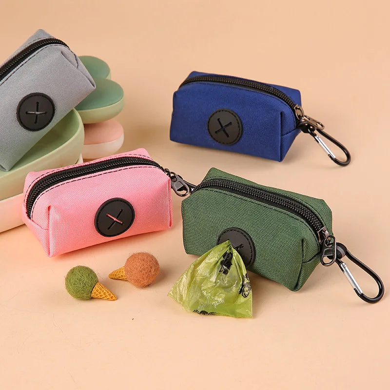 Canvas Dog Poop Bag Holder - Outdoor Leash-Attach Waste Bag Dispenser
