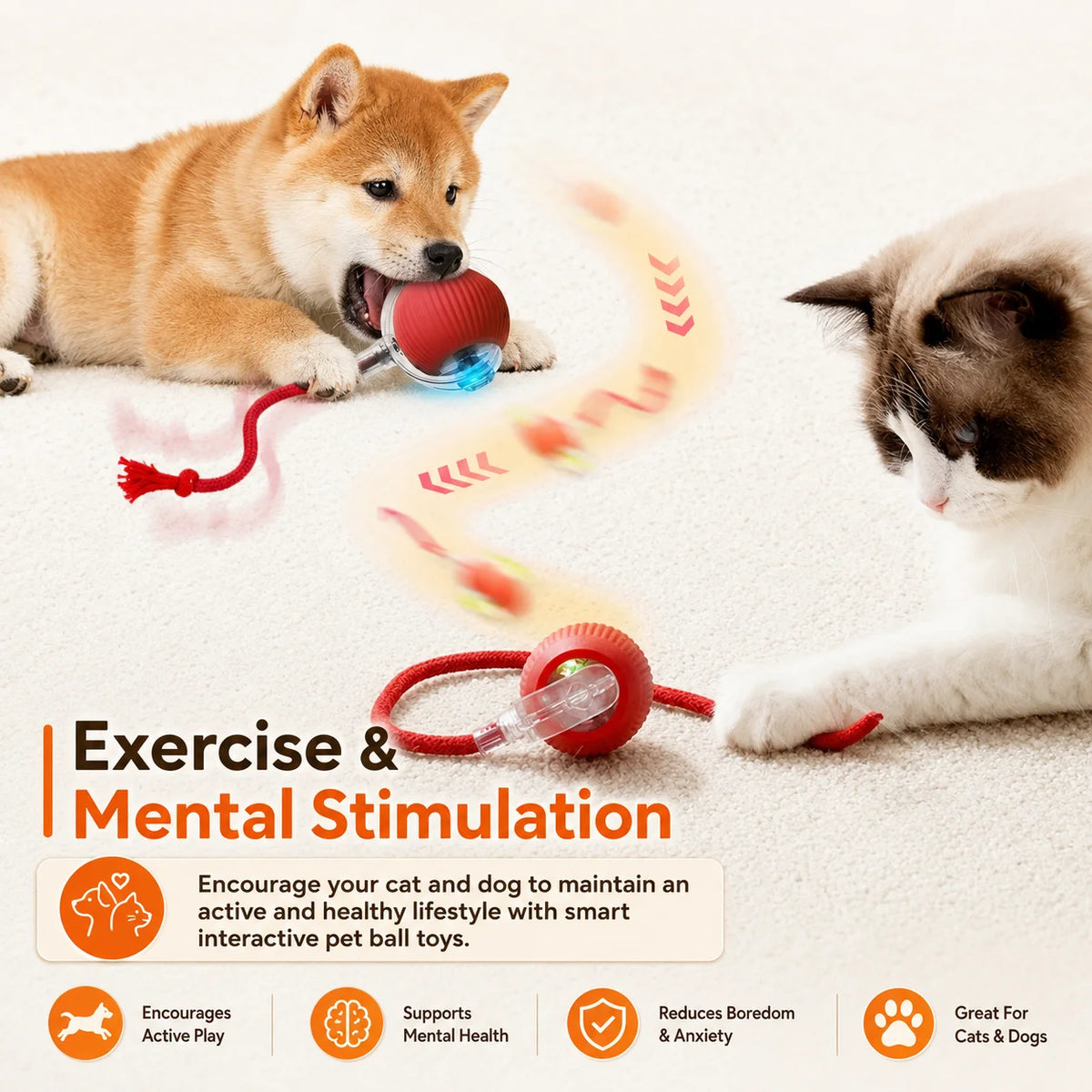 Automatic Rolling Dog Ball - Motion-Activated Interactive Toy