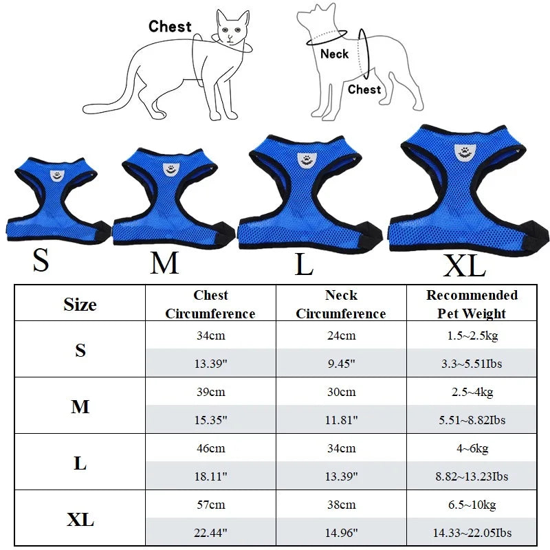 Breathable Mesh Pet Harness & Leash Set - No-Choke Vest for Cats & Small Dogs
