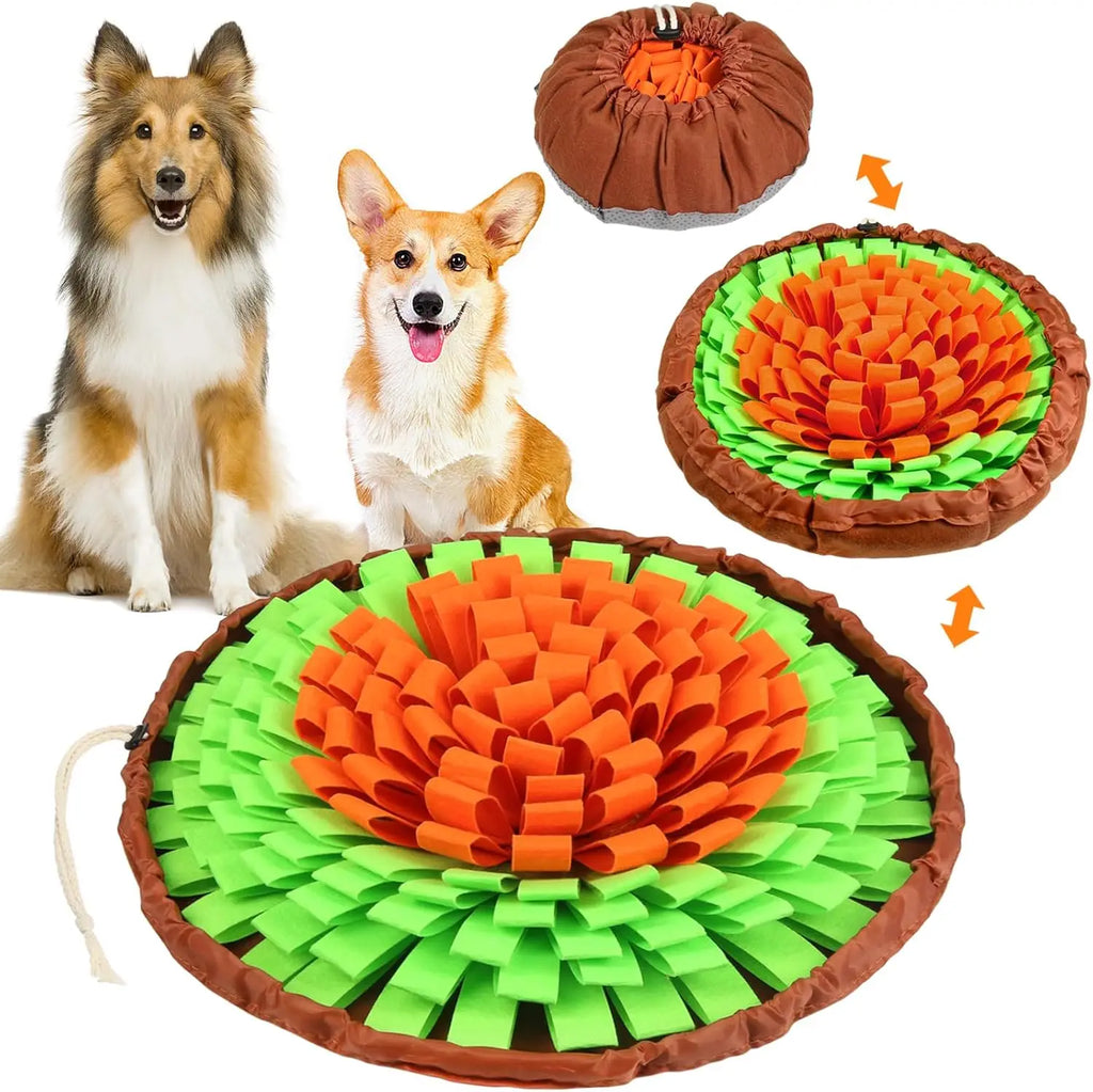 Dog Snuffle-Mat Slow-Feeder-Bowl - Simulating Grassland for Boredom, Encourages Natural Foraging Skills for Pet