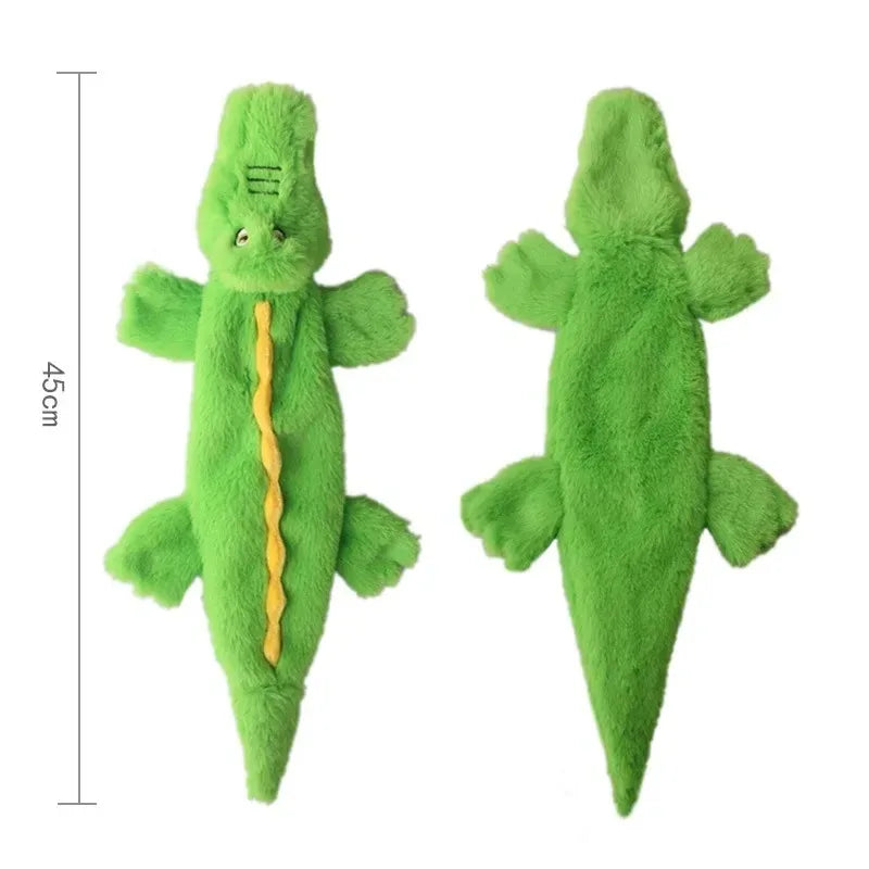 No-Stuffing Dog Toy - Crinkle Squeaky Plush Animal for Mess-Free Play