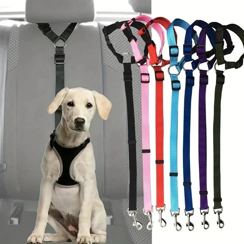 Adjustable Pet Car Seat Belt - Safety Tether for Dogs & Cats