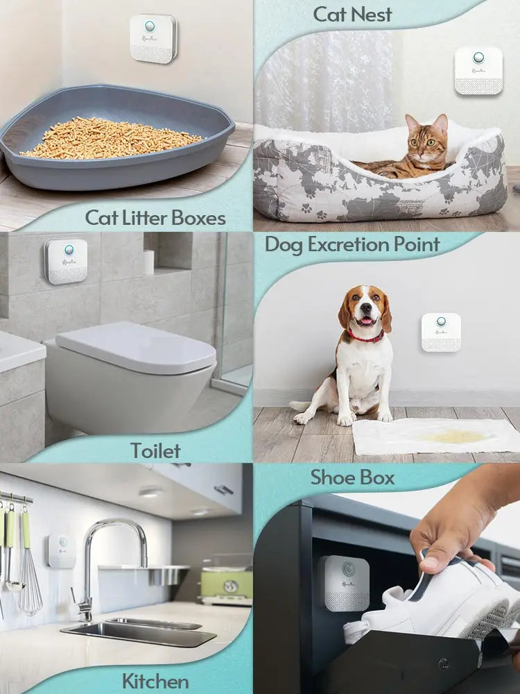 Smart Cat Litter Odor Purifier - 4000mAh Rechargeable Air Deodorizer