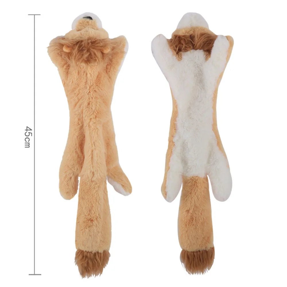 No-Stuffing Dog Toy - Crinkle Squeaky Plush Animal for Mess-Free Play