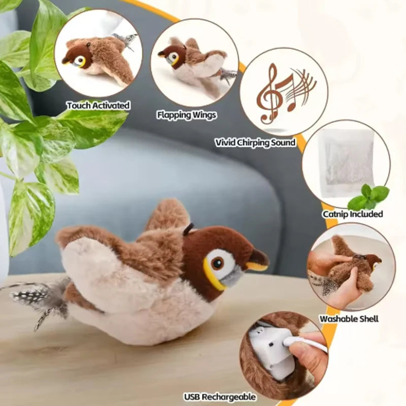 Flapping Bird Cat Toy - Rechargeable Interactive Hunting Toy