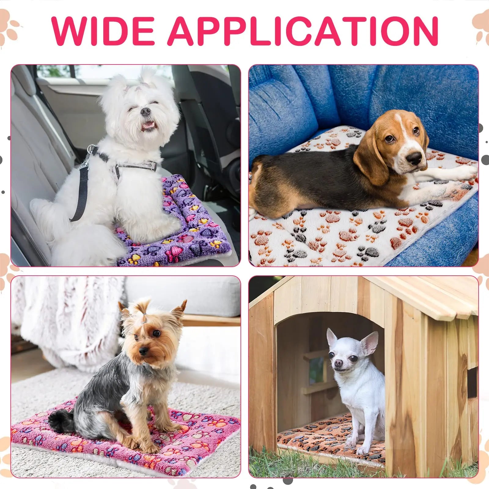 Reversible Flannel Pet Blanket - Soft Warm Mat for Cats & Dogs