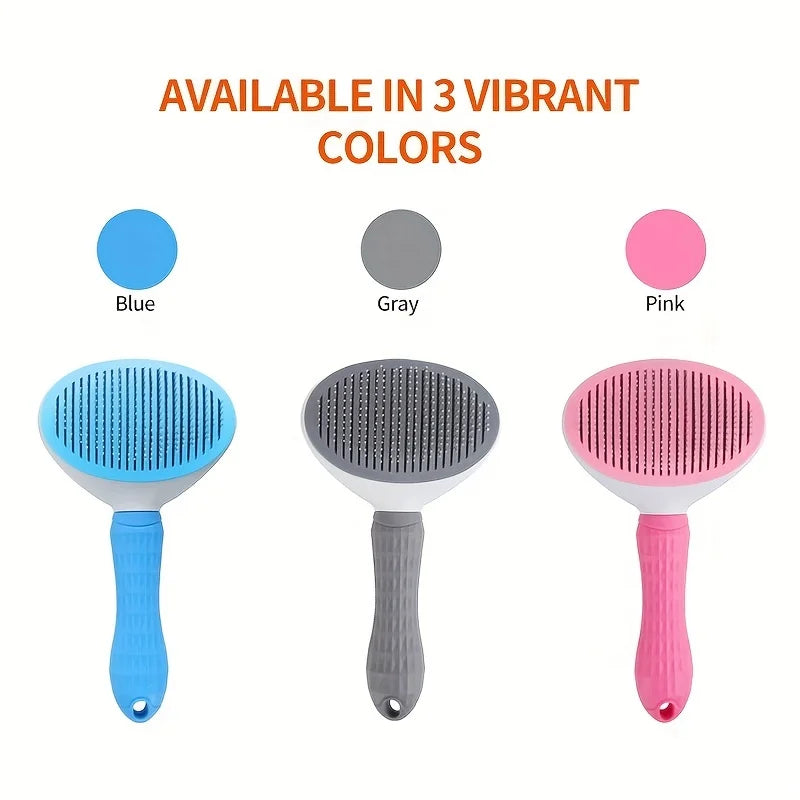 One-Click Pet Hair Removal Comb - Self-Cleaning Deshedding Brush
