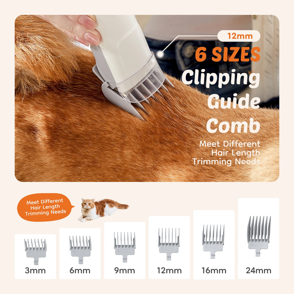 Pet Grooming Vacuum Kit &ndash; Low-Noise Cordless Groomer with 3 Suction Modes &amp; 5 Tools