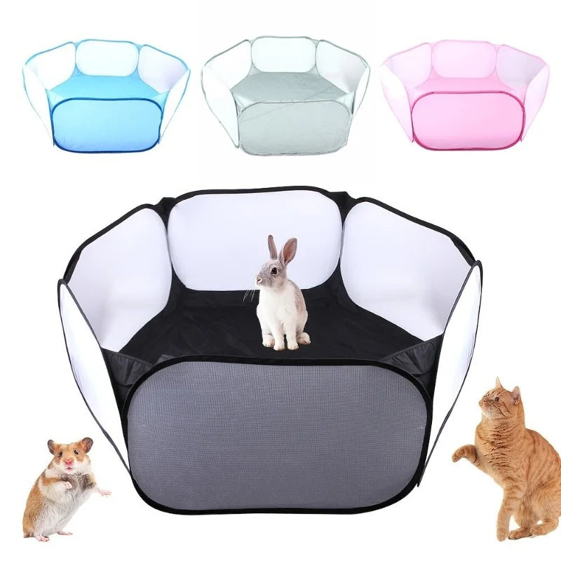 Portable Small Pet Cage - Transparent Travel Habitat for Hedgehogs & Small Pets