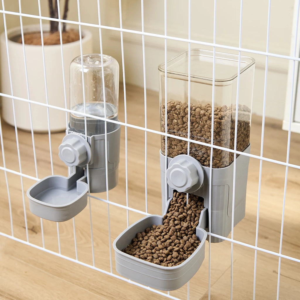 Hanging Auto Water & Food Dispenser - No-Spill Cage Feeder
