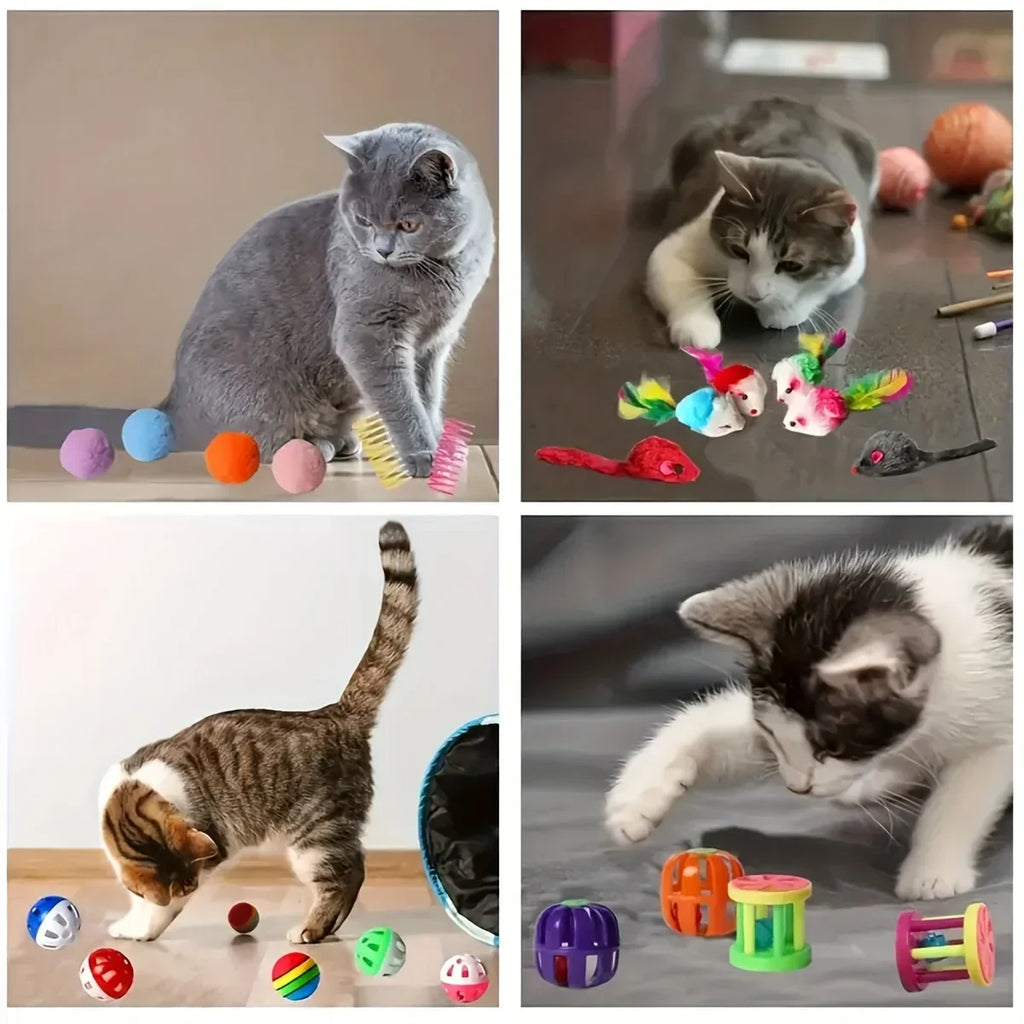 Cat Toy Variety Pack - Wands, Balls, Mice & Feathers (Multi-Piece Set)