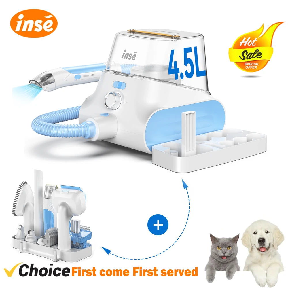 INSE P30 Pet Grooming Vacuum - Ultra-Quiet with 4.5L Dust Box