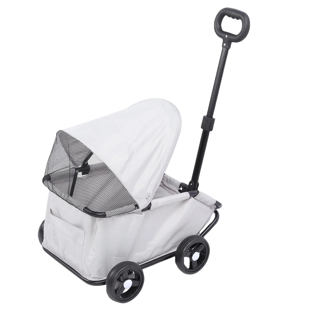Multifunctional Pet Stroller with Canopy - 4-Wheel Foldable Cart for Small Dogs & Cats