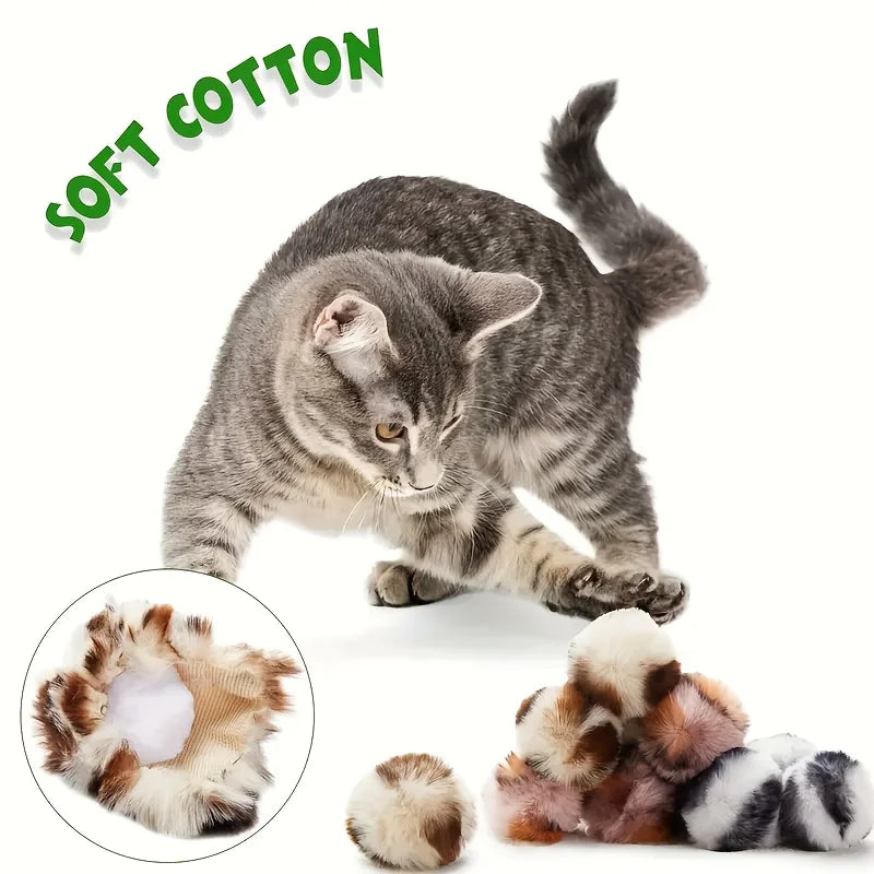 Plush Cat Ball Toys (3-Pack) - Soft Self-Play Chasers