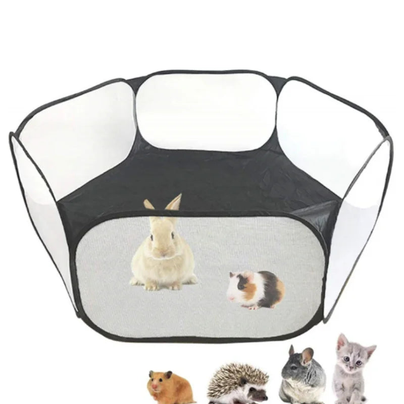 Portable Small Pet Cage - Transparent Travel Habitat for Hedgehogs & Small Pets
