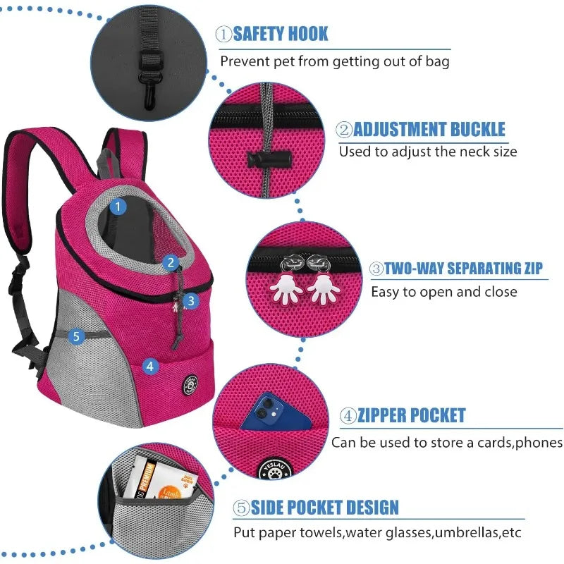Breathable Pet Carrier Backpack - Front Travel Pack for Cats & Small Dogs