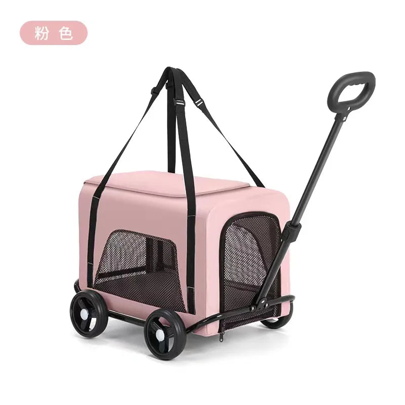 Foldable Pet Stroller - Lightweight One-Hand Folding Travel Cart for Cats & Dogs