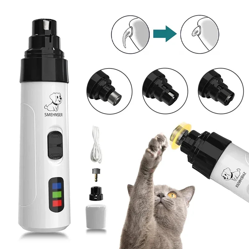 Electric Pet Nail Grinder - Quiet Rechargeable Trimmer for Dogs & Cats