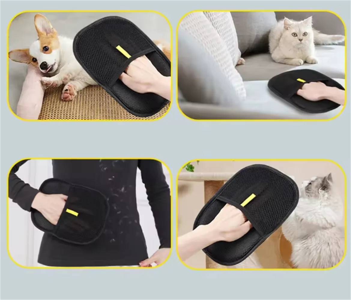 Double-Sided Pet Hair Removal Gloves - Reusable Static Remover
