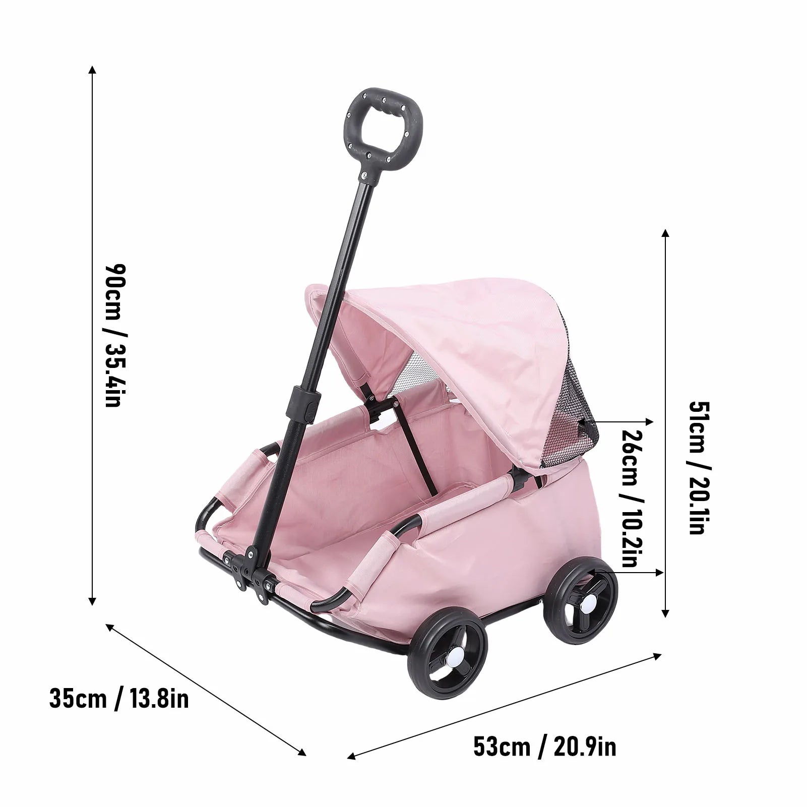 Multifunctional Pet Stroller with Canopy - 4-Wheel Foldable Cart for Small Dogs & Cats