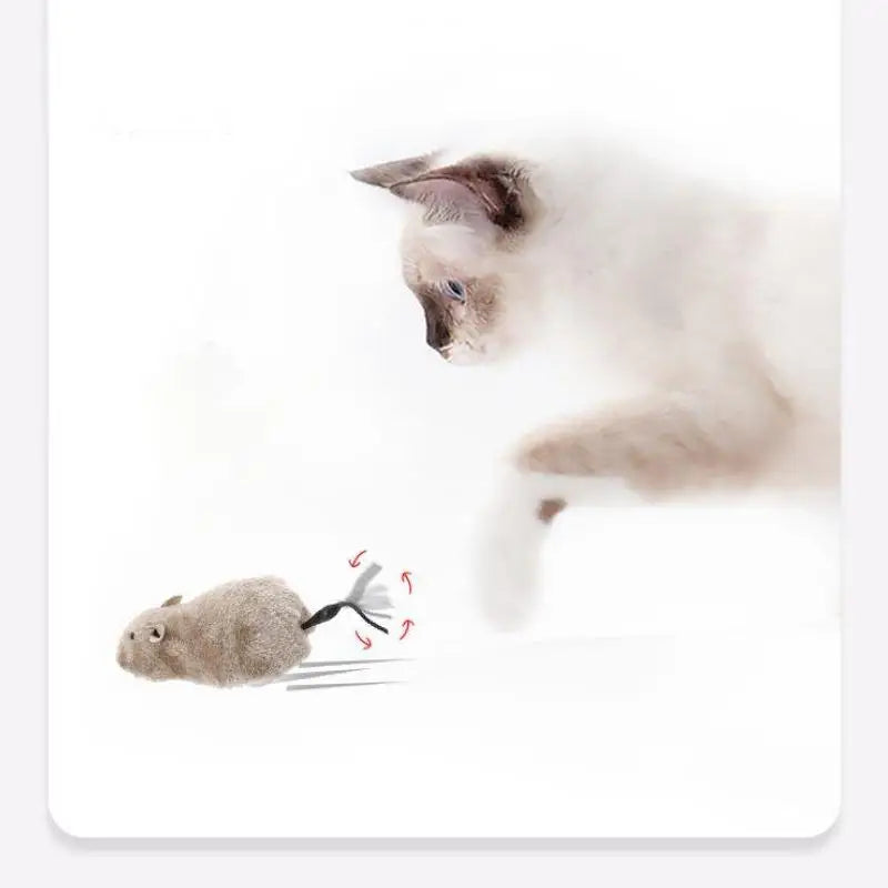 Lifelike Plush Mouse Cat Toy - Realistic Running Rat Teaser