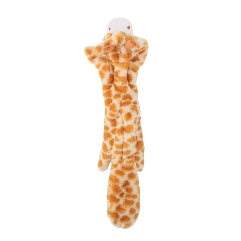 No-Stuffing Dog Toy - Crinkle Squeaky Plush Animal for Mess-Free Play