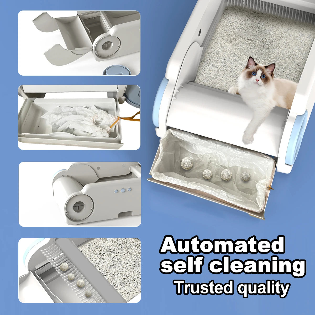 Smart Self-Cleaning Cat Litter Box - App-Controlled Automatic Cat Toilet