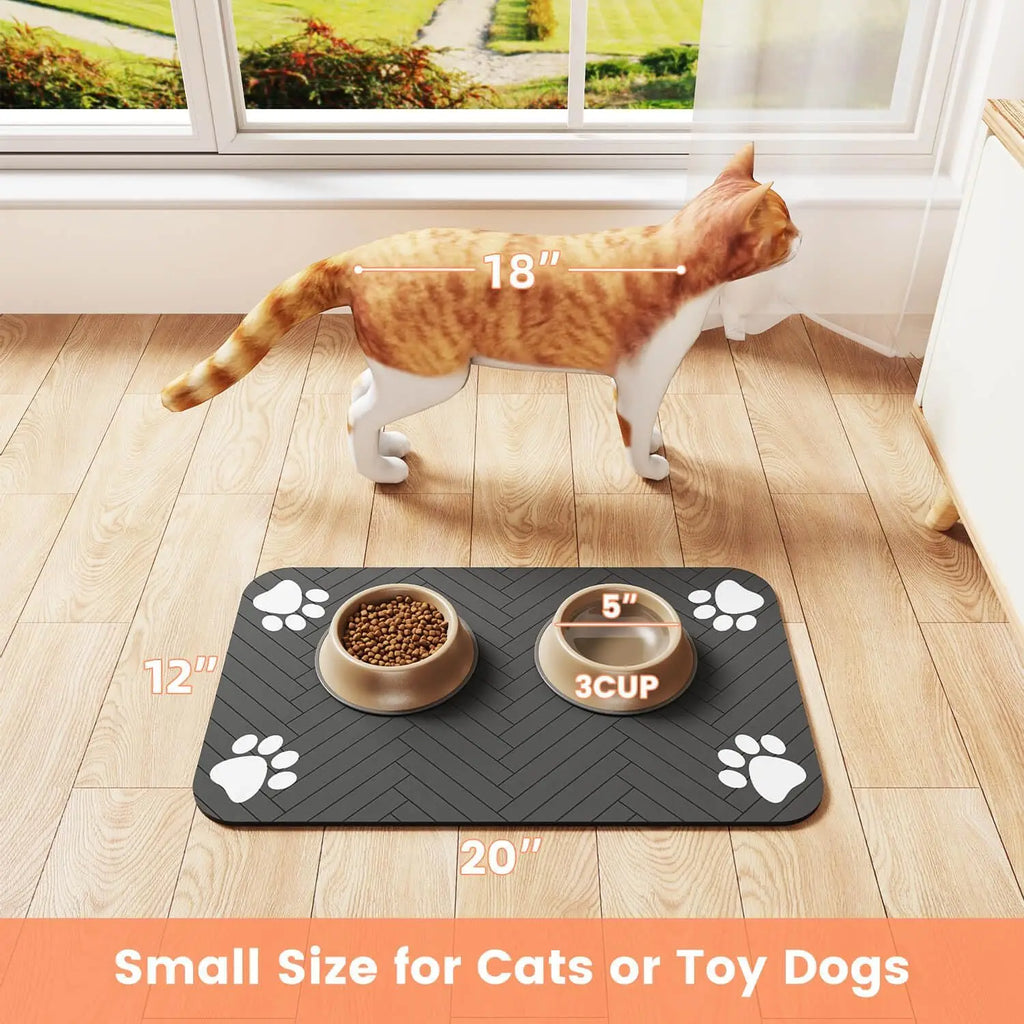 Pet Food Mat - Waterproof Non-Slip Bowl Placemat for Dogs & Cats