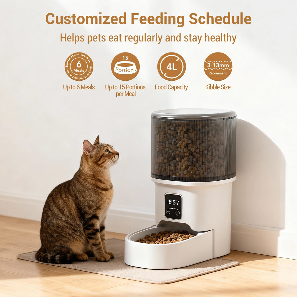 Programmable 4L Automatic Pet Feeder - Timed Meal Dispenser for Cats & Dogs