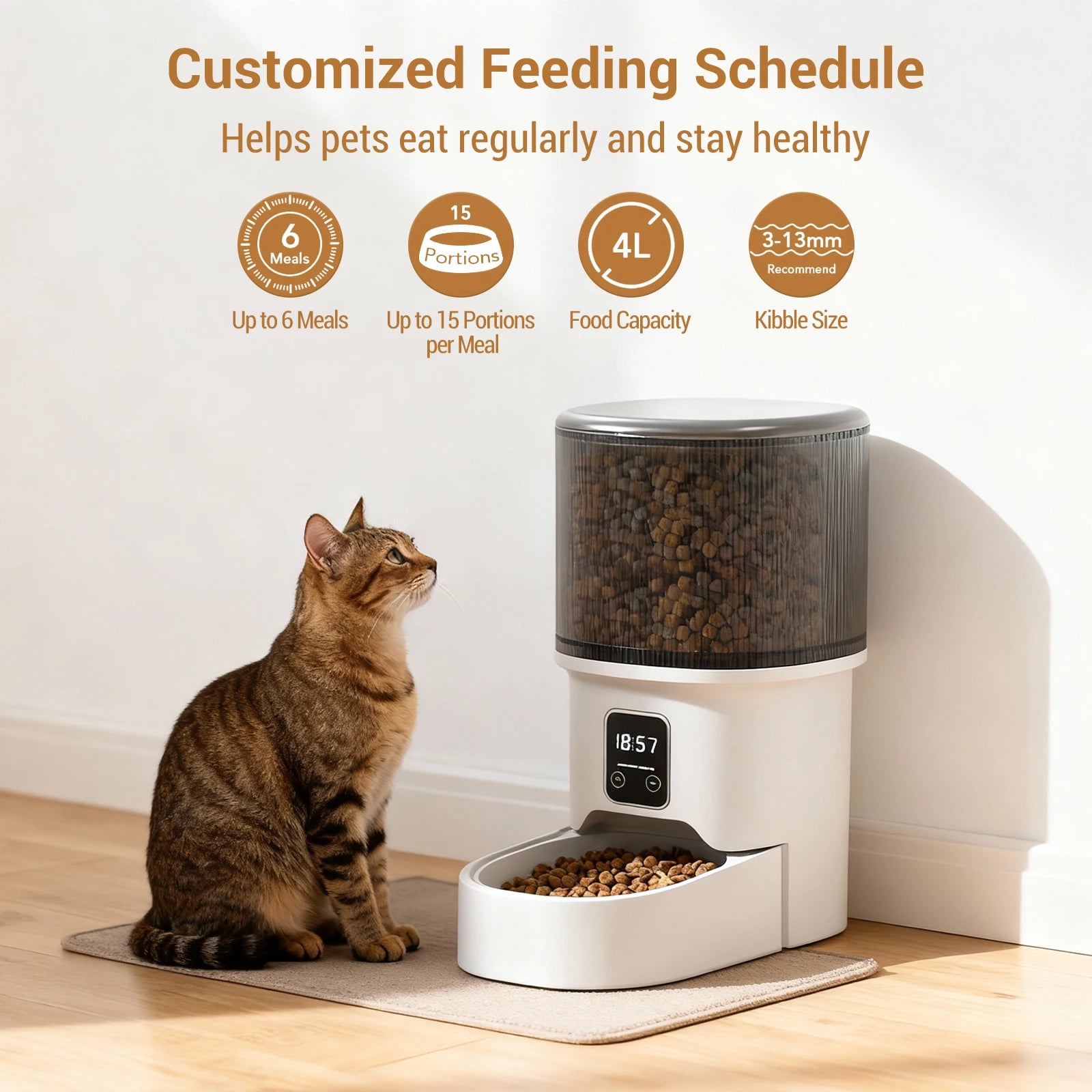 Programmable 4L Automatic Pet Feeder - Timed Meal Dispenser for Cats & Dogs