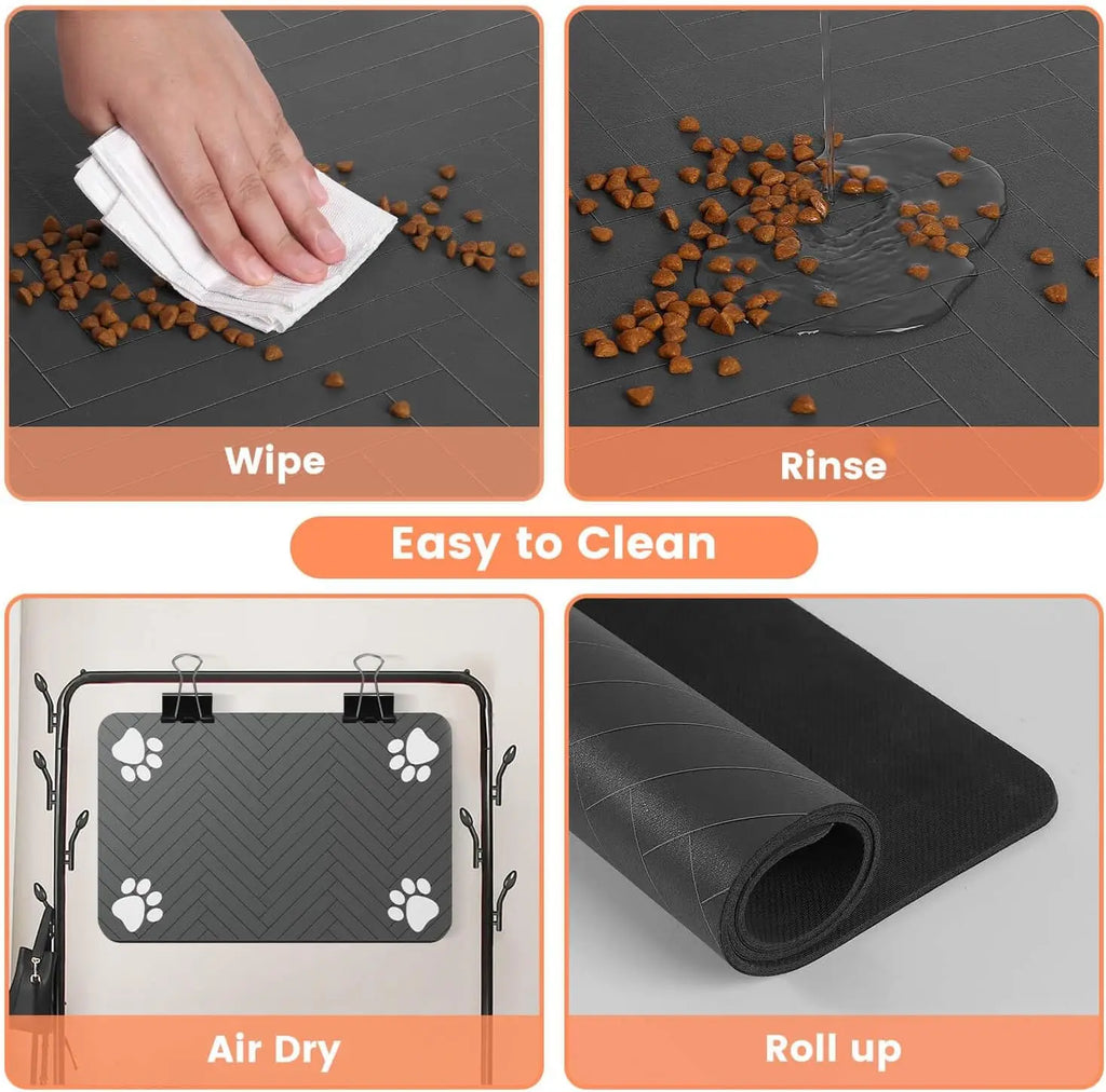 Pet Food Mat - Waterproof Non-Slip Bowl Placemat for Dogs & Cats