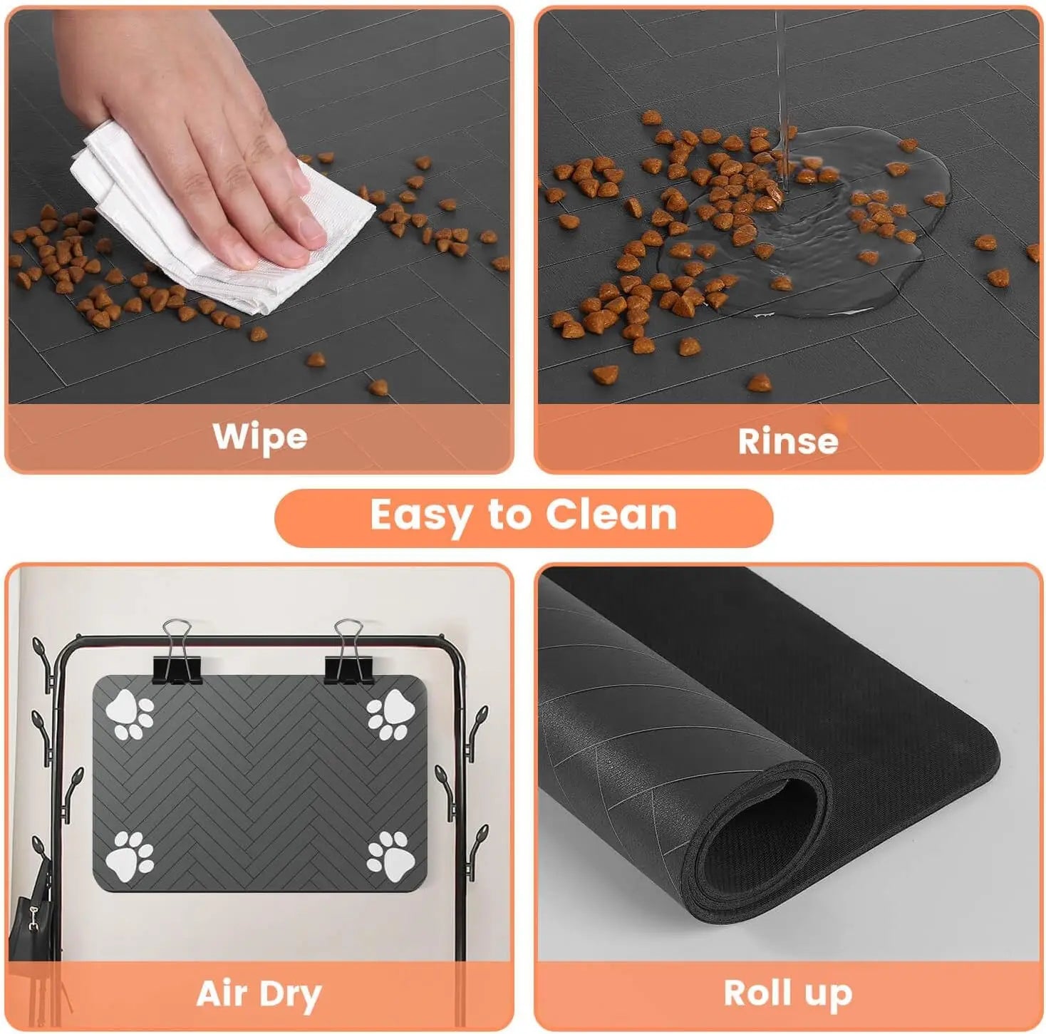 Pet Food Mat - Waterproof Non-Slip Bowl Placemat for Dogs & Cats