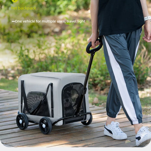 Foldable Pet Stroller - Lightweight One-Hand Folding Travel Cart for Cats & Dogs