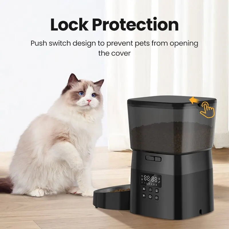Smart Automatic Pet Feeder - Button-Activated Programmable Food Dispenser