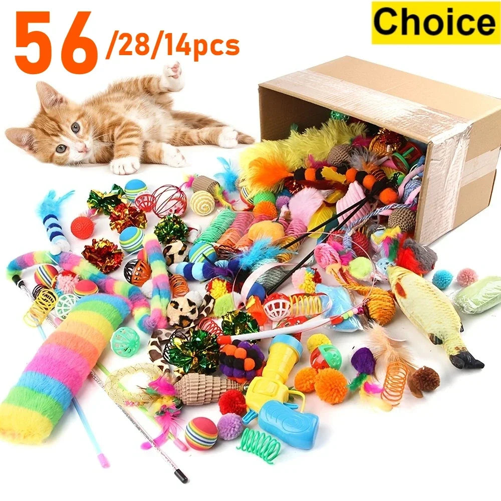 Cat Toy Variety Pack - Wands, Balls, Mice & Feathers (Multi-Piece Set)