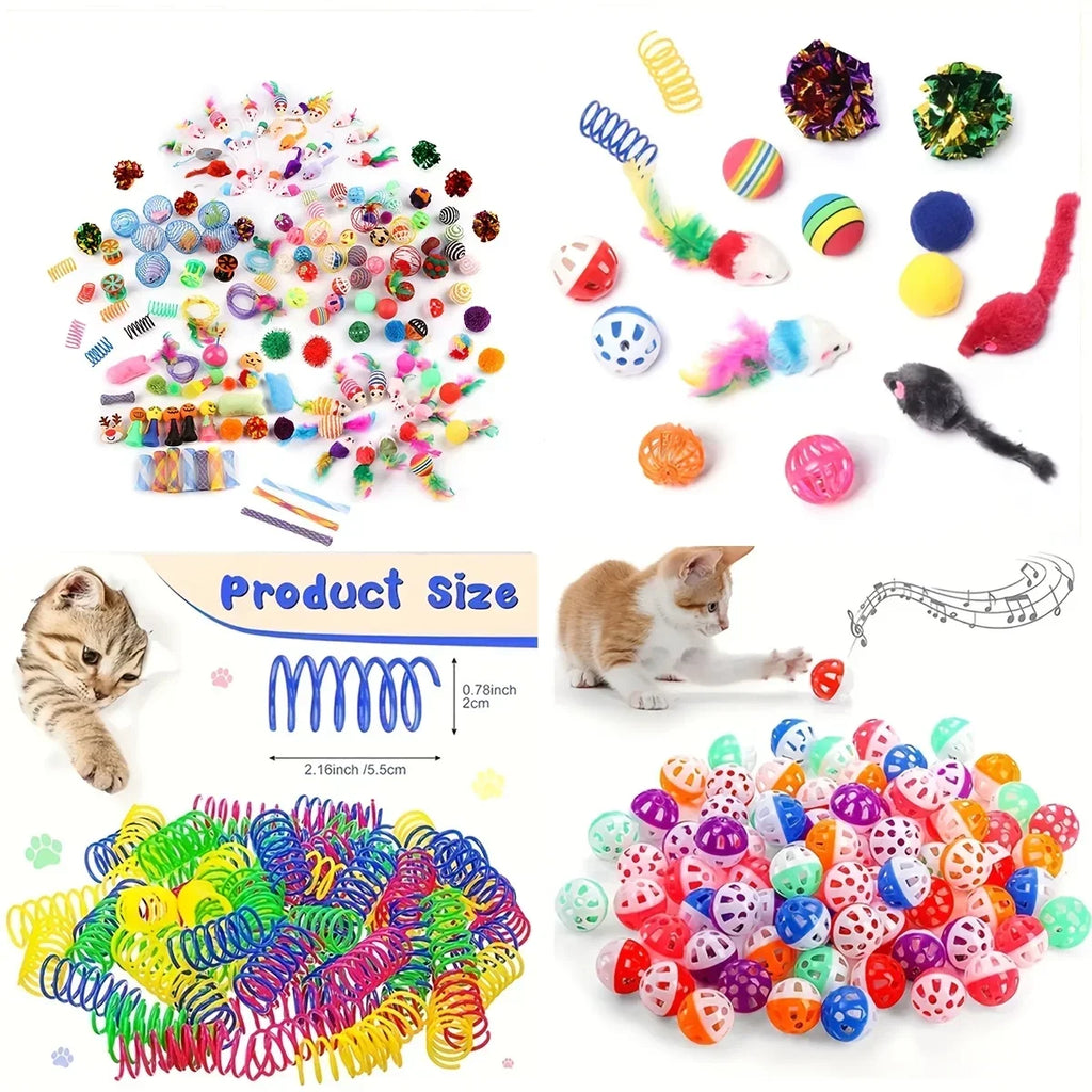 Cat Toy Variety Pack - Wands, Balls, Mice & Feathers (Multi-Piece Set)