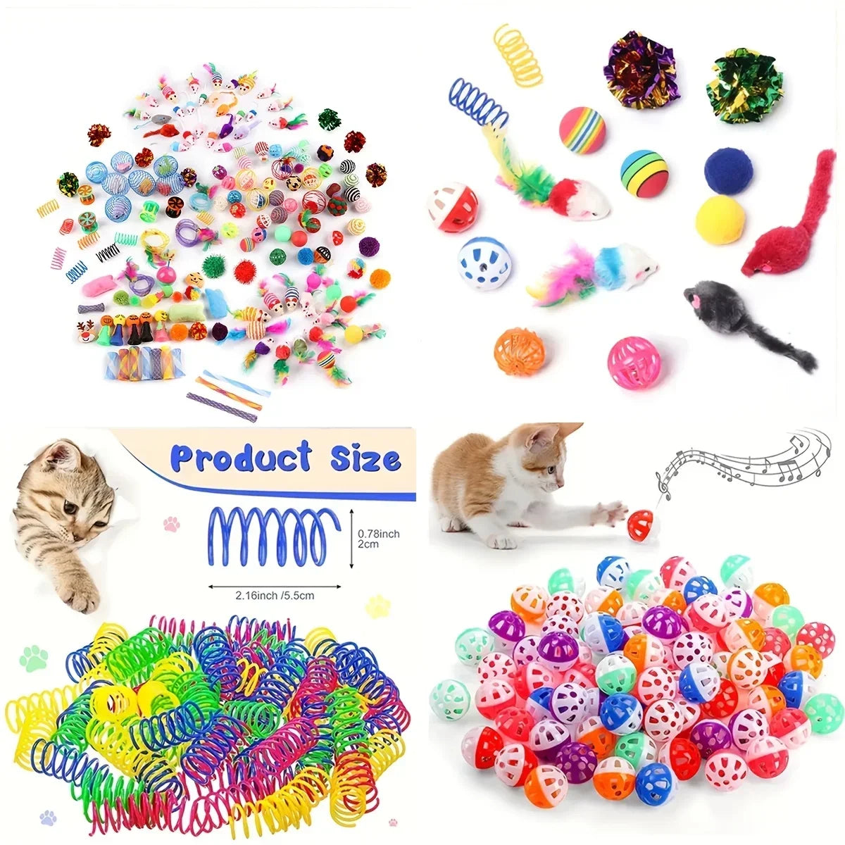 Cat Toy Variety Pack - Wands, Balls, Mice & Feathers (Multi-Piece Set)